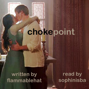 Chokepoint podfic cover: Gwen and Arthur embracing